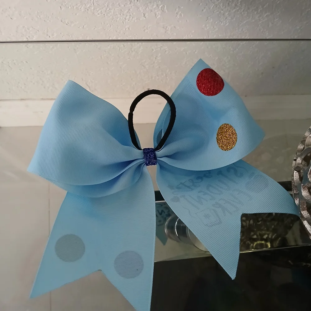 Best Student Ever Hair Bow - Blue with Red and Gold Accents